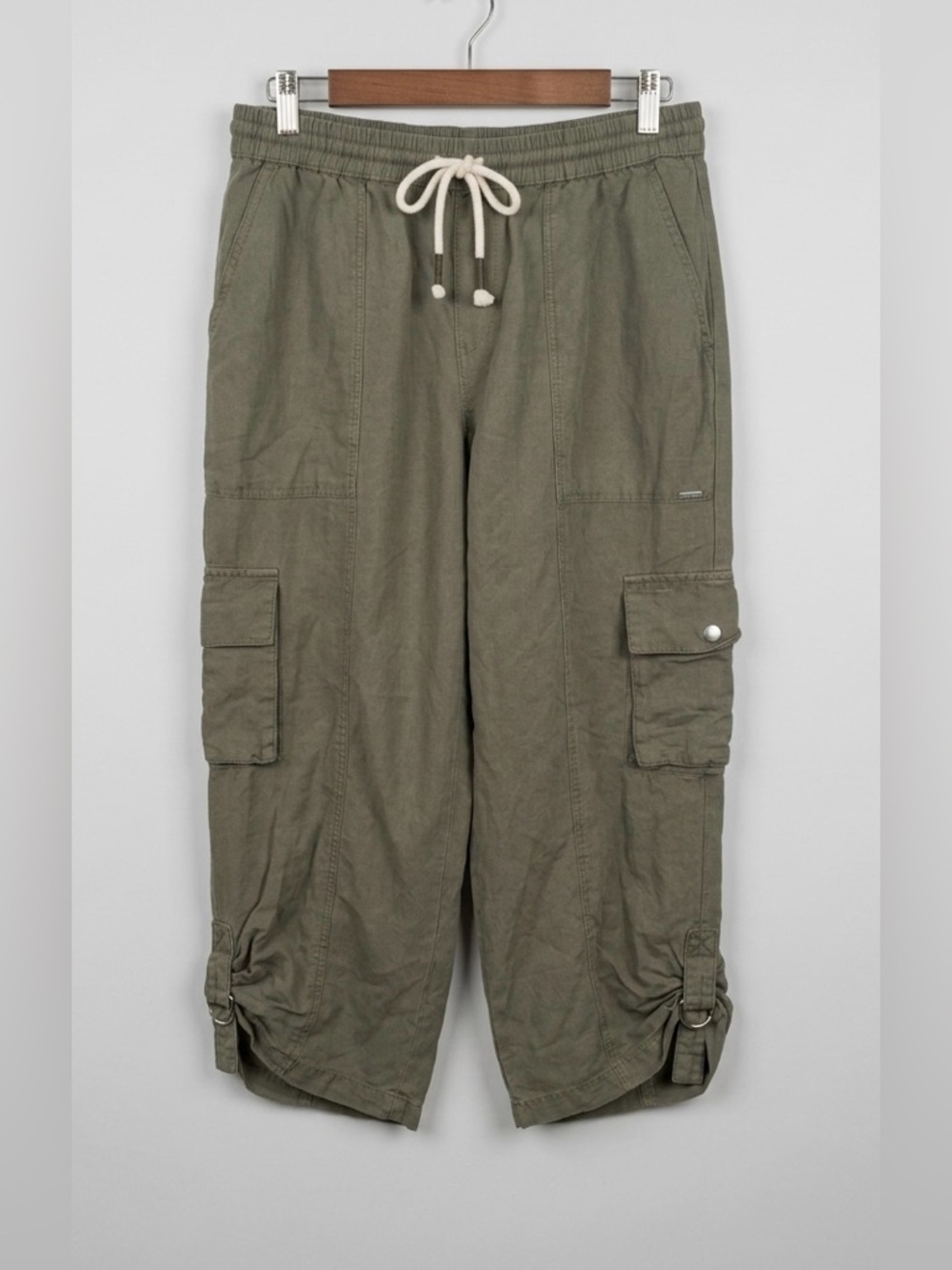 Nicole Miller New York Vintage Look Green Cargo Capri Pants Women’s Size M